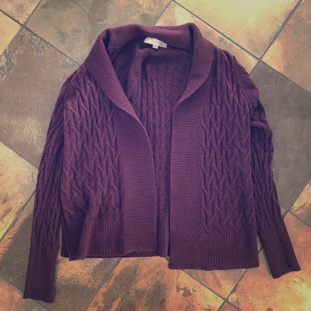 LOFT Plum Purple Cardigan Size Medium
